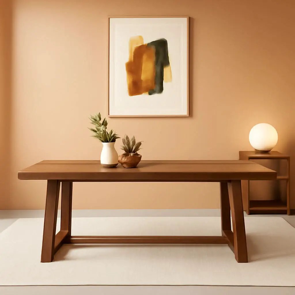 72 Inch Farmhouse Dining Table Solid Wood Rustic Kitchen Table Pecan Wirebrush from PriceLows™