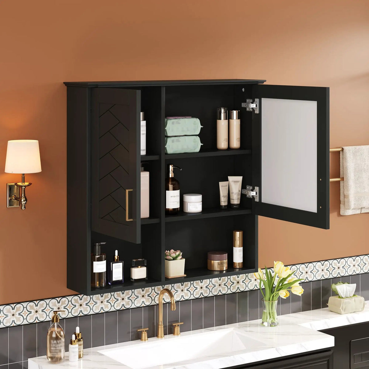 Wall Mounted Mirror Cabinet | Soft Close | Adjustable Shelves | HD Mirror