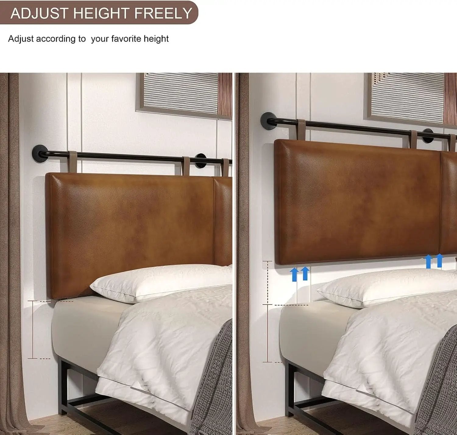 Brown King Size Wall Mounted PU Leather Headboard from PriceLows™