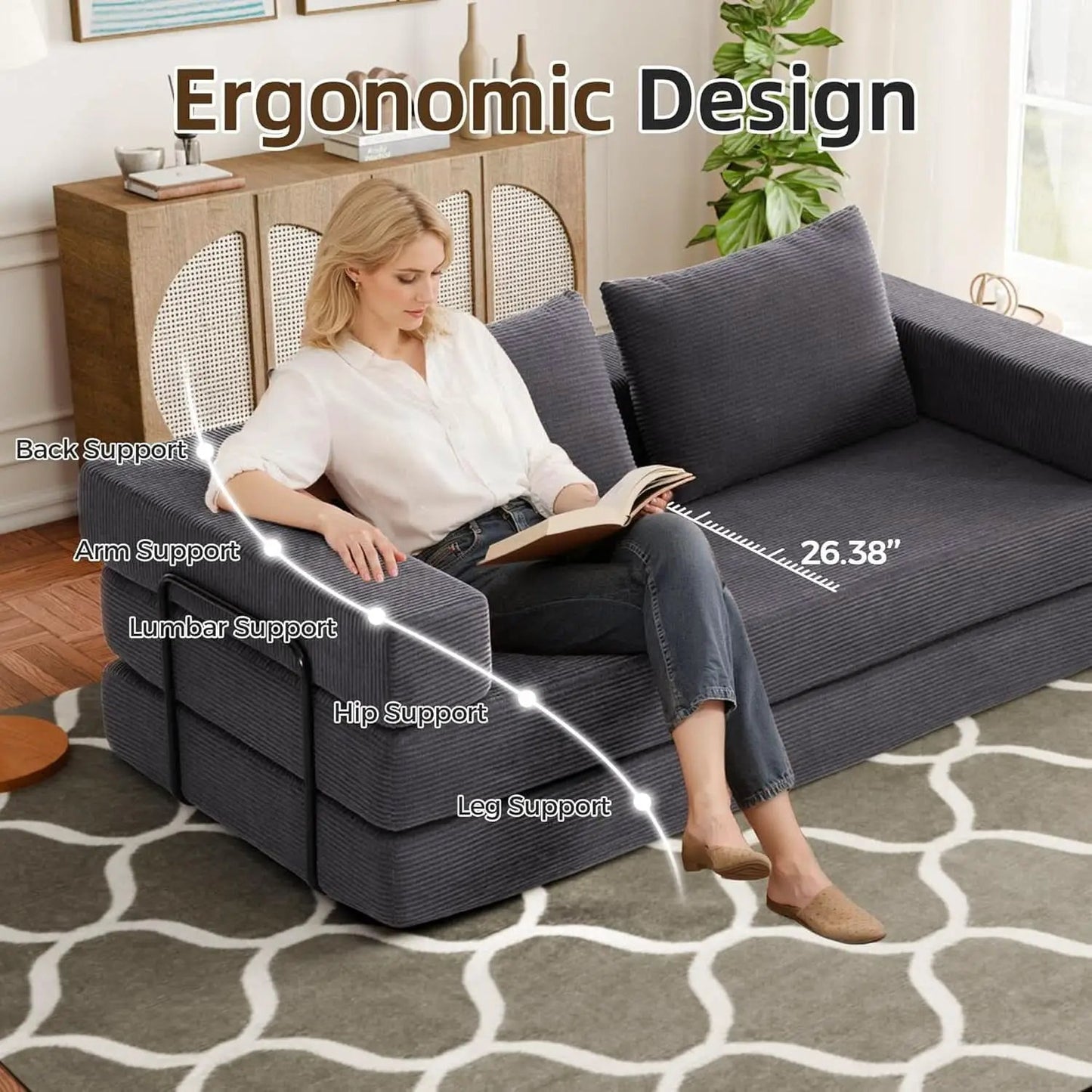Corduroy Four In One Transformational Sleeper Sofabed from PriceLows™