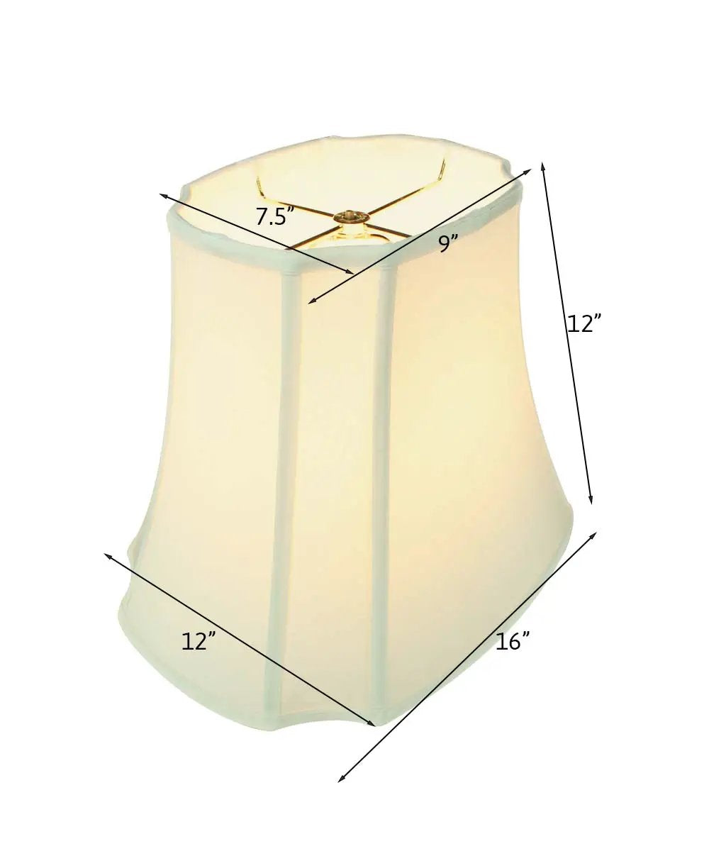 French Oval Lamp Shade | 12 By 12 Inch | Piped Trim | Ivory