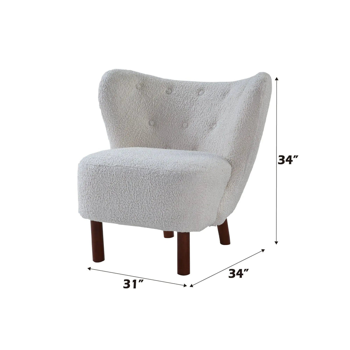 Zusud Teddy Sherpa Accent Chair | 34 x 31 x 34 in | Living Room Furniture | White