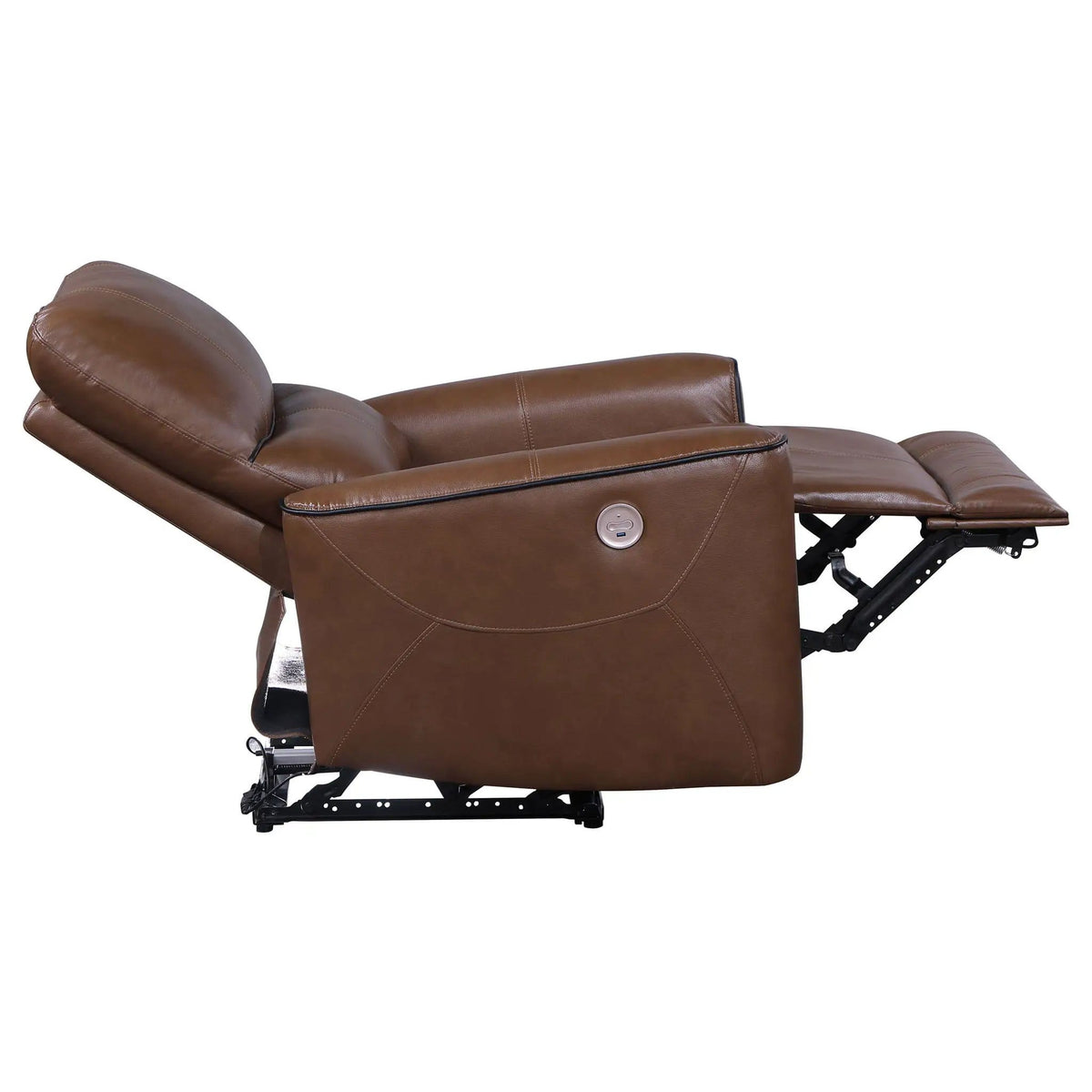 Denson Upholstered Power Recliner Chair With USB Charging And Smooth Button Recline | 36.5 x 37 x 39.75 in | Living Room Furniture | Brown