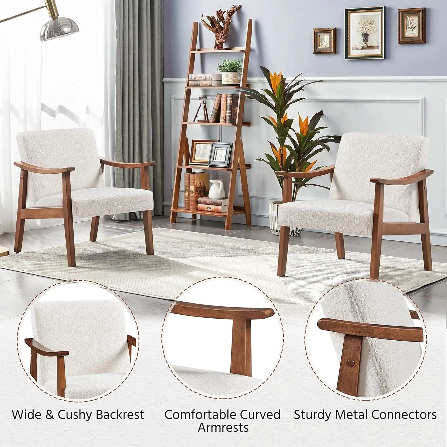 Ivory Professionally Upholstered Fabric Armchair High Back from PriceLows™