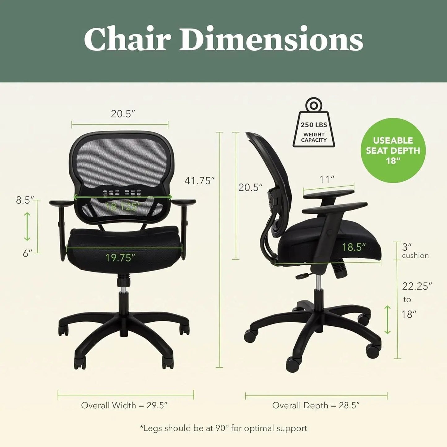 Wave Ergonomic Mesh Office Desk Chair With Lumbar Support from PriceLows™