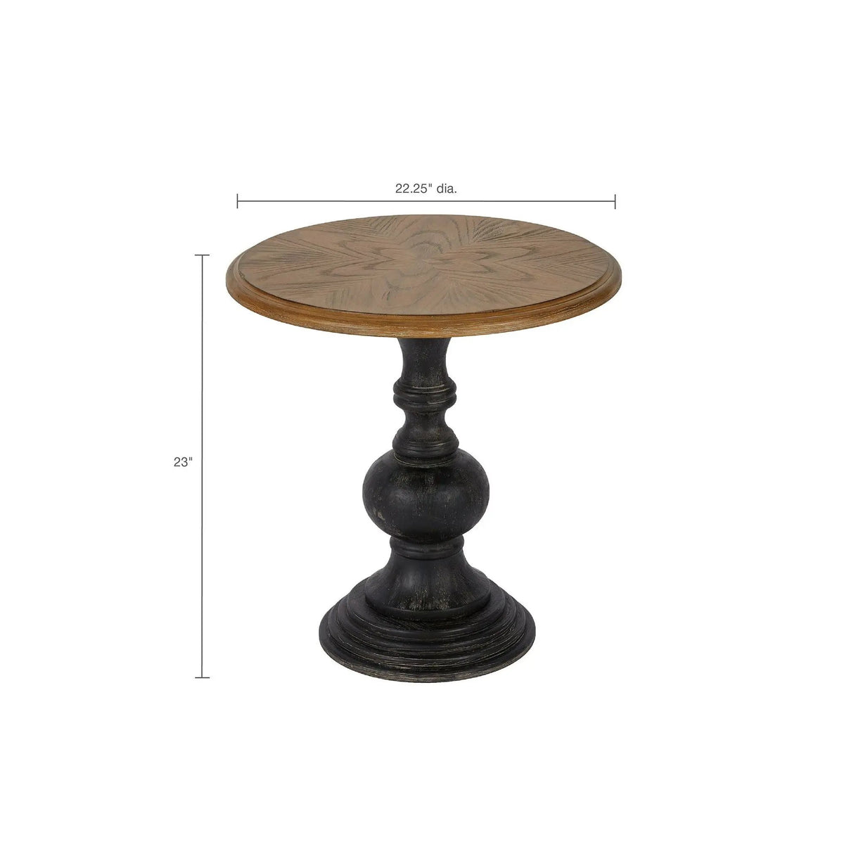 Reclaimed Walnut Accent Table | Natural Finish | Black Wood Base | Ash Veneer Top