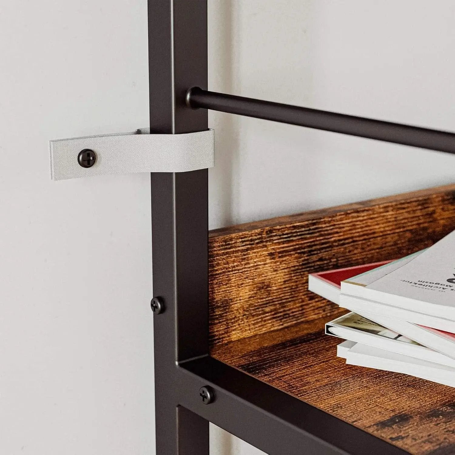Industrial Ladder Shelf 5 Tier Bookshelf Rustic Brown from PriceLows™