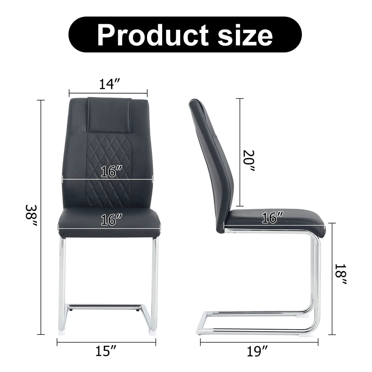 Modern Dining Chairs | Padded Seat | Metal Legs | Anti-Slip Footpads