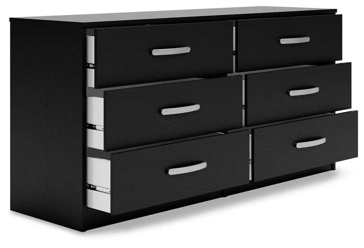 Finch Six Drawer Dresser 29'' Height | 59 x 18.75 x 28.78 in | Engineered Wood & Metal | Black