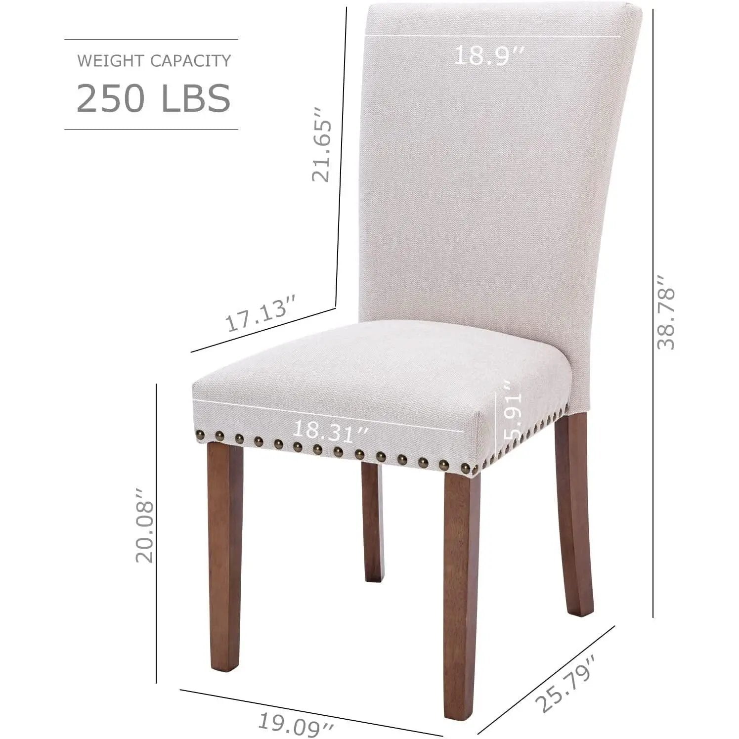Beige Upholstered Parsons Chair With Nailhead Trim from PriceLows™