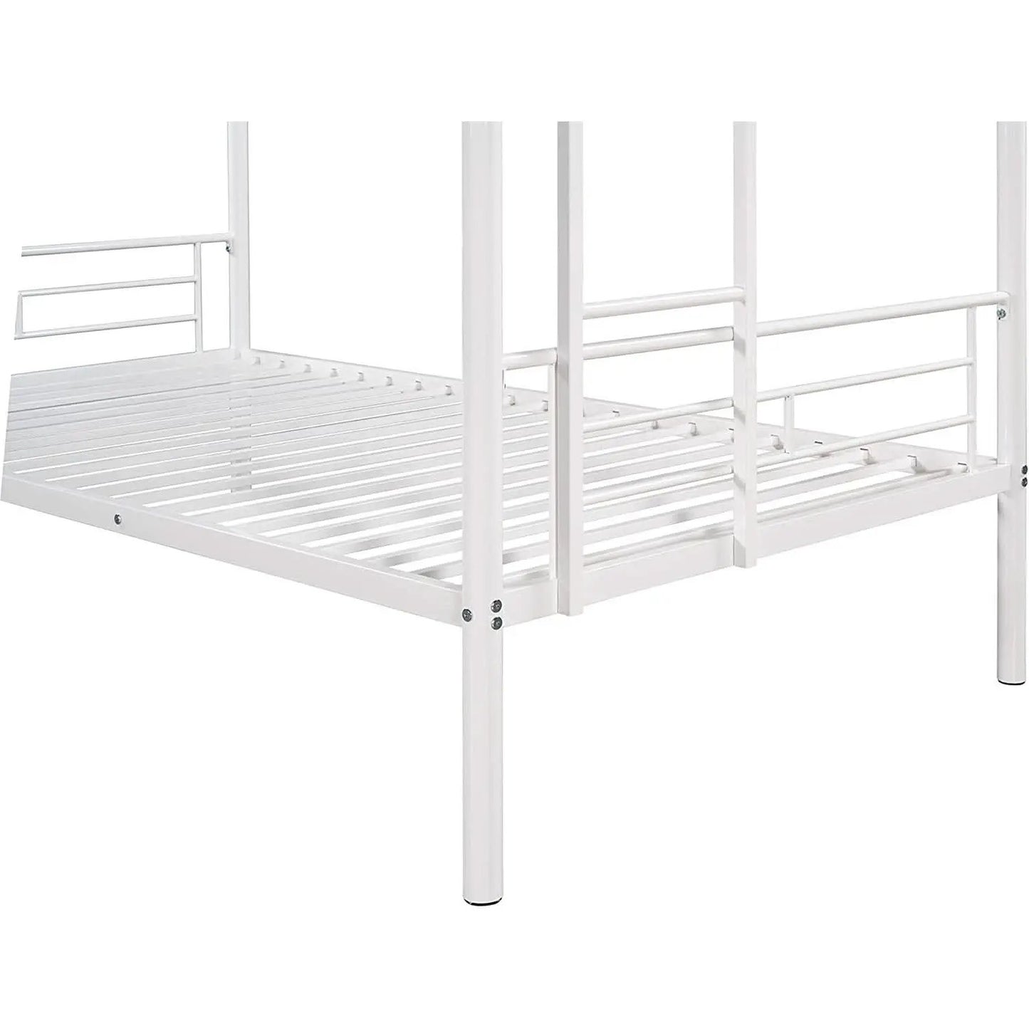Twin Over Twin Metal Bunk Bed With 2 Ladders White from PriceLows™