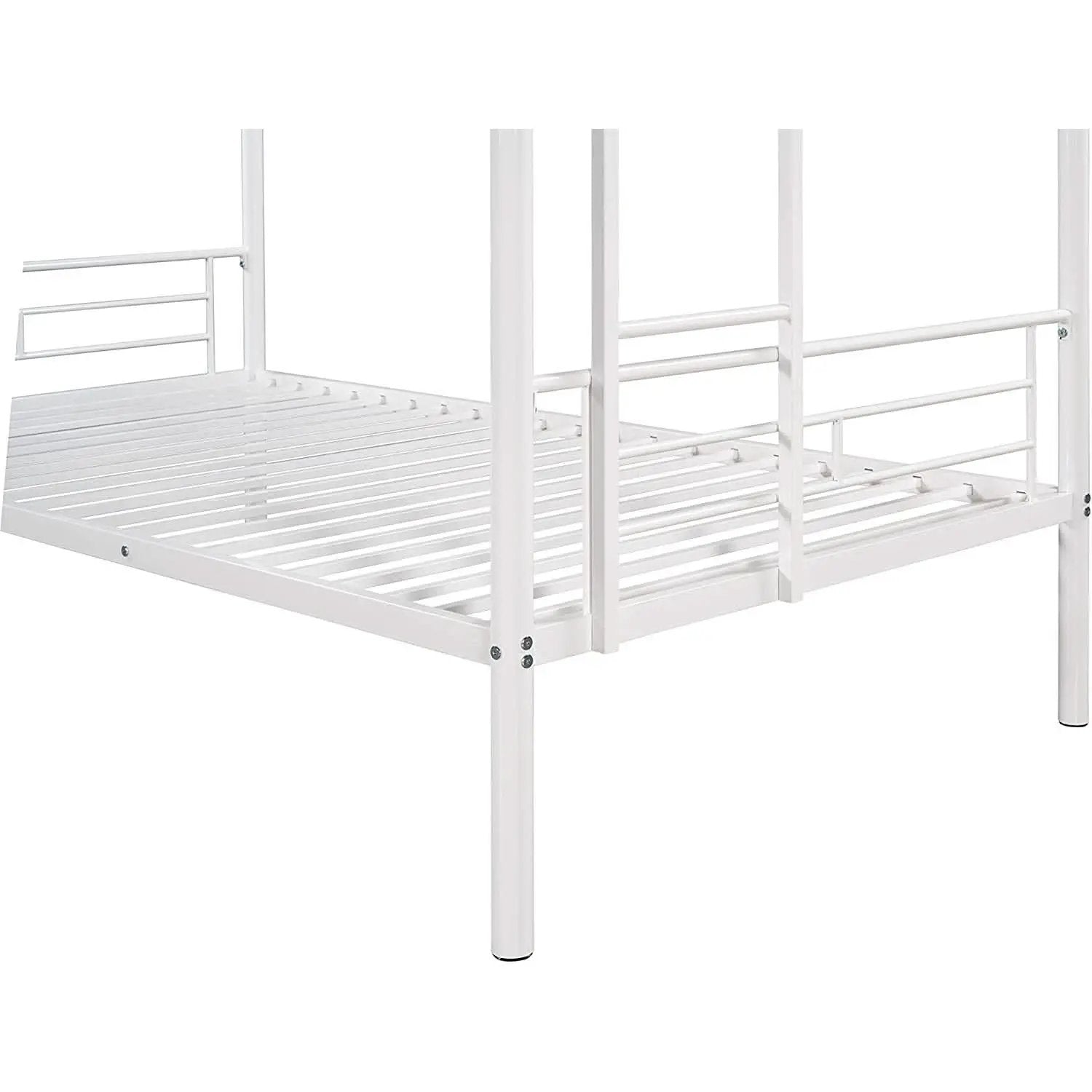 Twin Over Twin Metal Bunk Bed With 2 Ladders White from PriceLows™