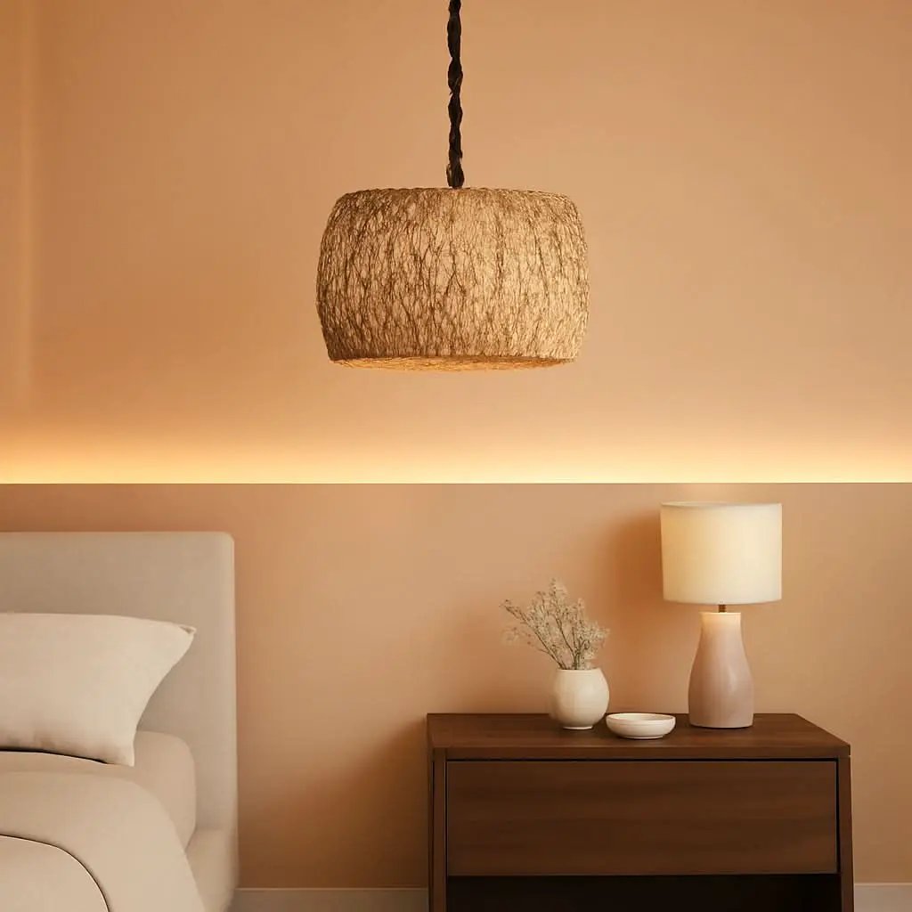 5 Light Farmhouse Rattan Chandelier Natural Water Hyacinth Shade from PriceLows™