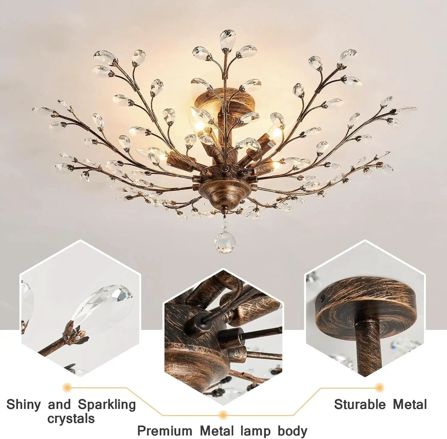 Bronze Five Light Vintage Crystal Chandelier Dimmable from PriceLows™