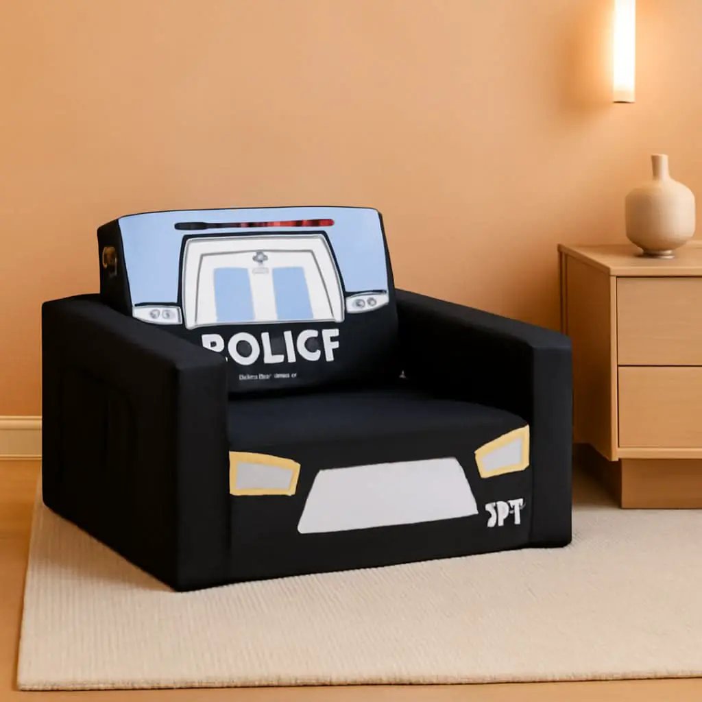 Kids Sofa Bed Black With Storage Pockets For Playroom from PriceLows™