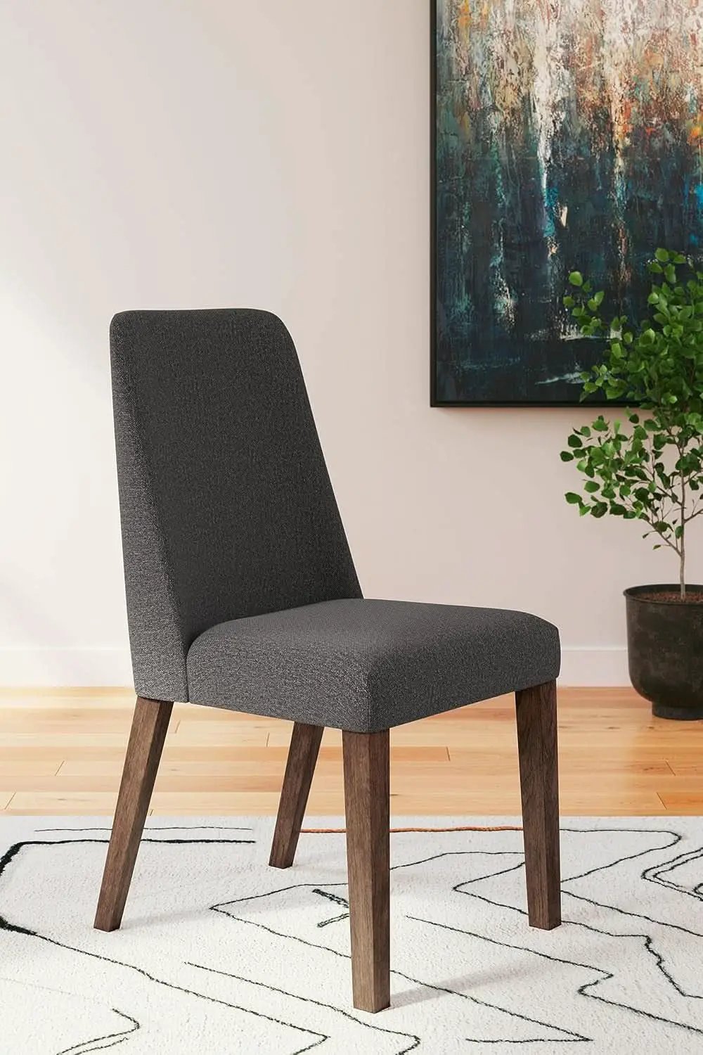 Upholstered Dining Chair, Foam Cushion, Dark Gray Set Of 2 from PriceLows™