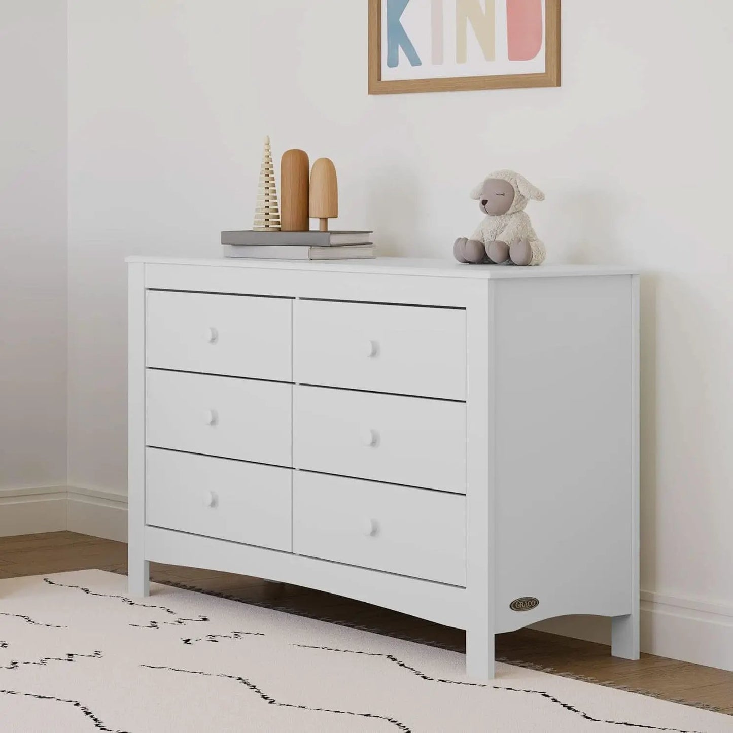 Noah White Six Drawer Dresser GREENGUARD Gold Certified from PriceLows™