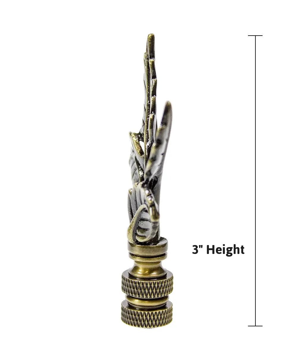Lamp Finial | Antique Brass | 3 Inch Height | Leaf Design