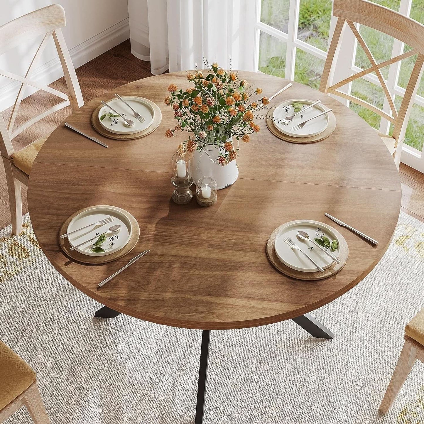 Walnut Dining Table For Four Farmhouse Kitchen Rustic from PriceLows™