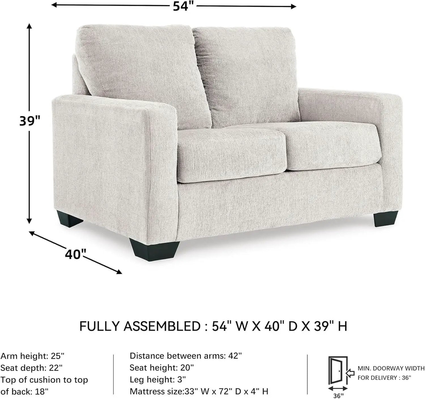Twin White Premium Ultra Vision Memory Foam Sofa Sleeper from PriceLows™