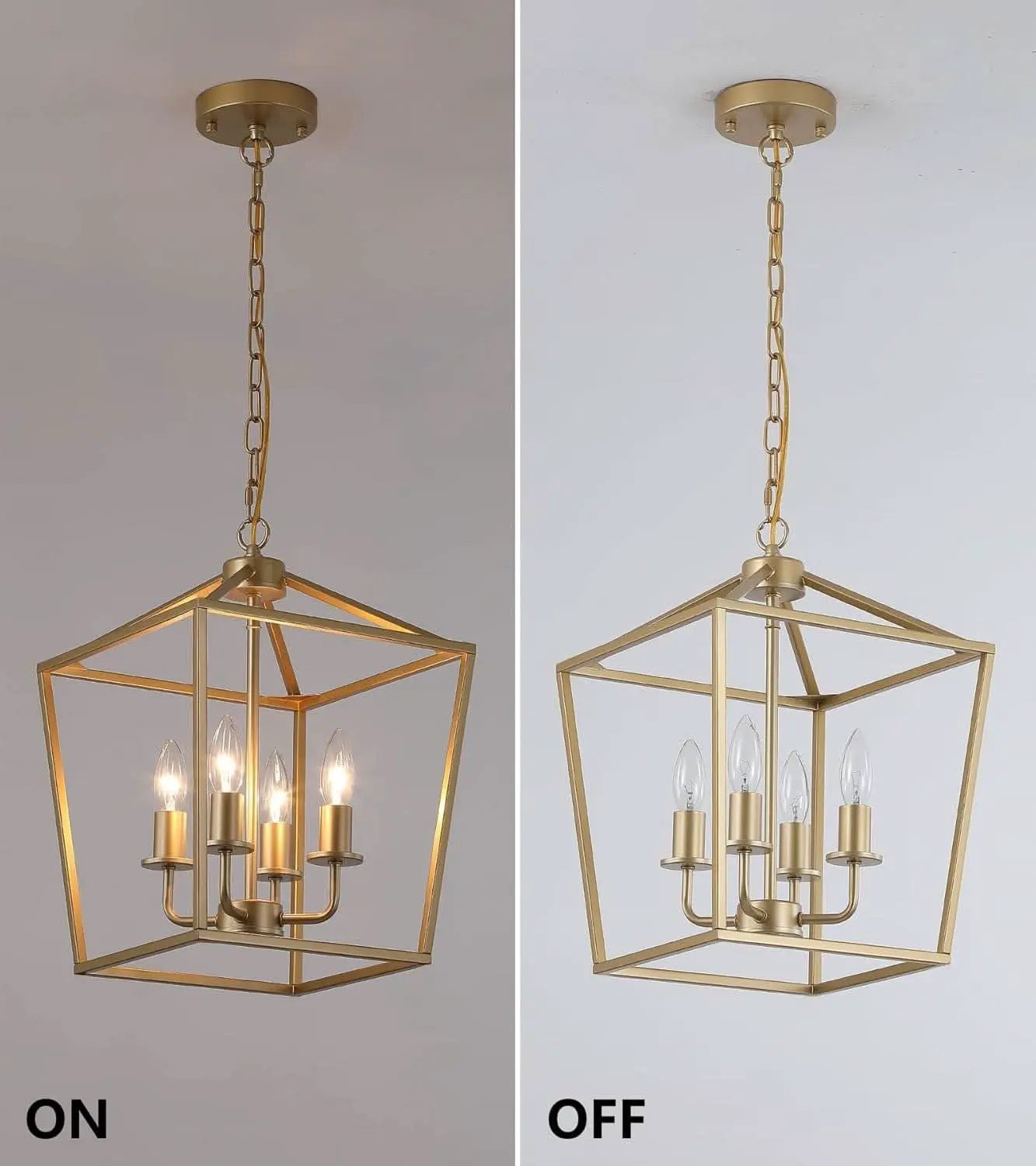 Industrial Gold Four Light Chandelier Lantern Fixture from PriceLows™