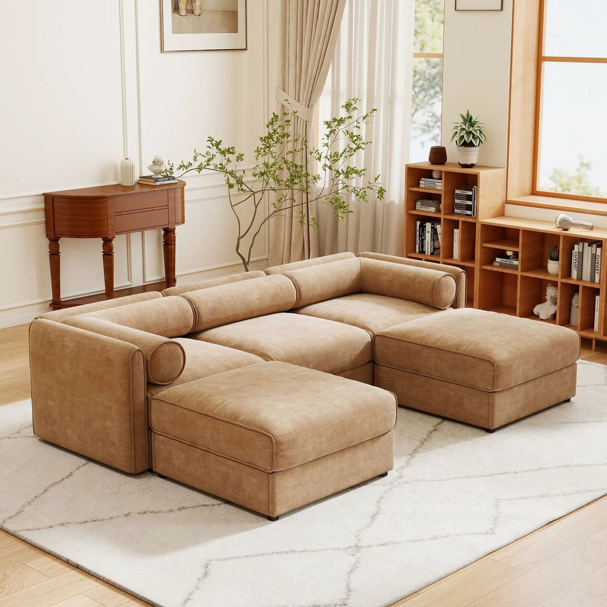 Contemporary Elegant Sofa With Storage And Ottoman 2 Piece Living Room Set | 2 Piece Living Room Set | Living Room Furniture | Living Room