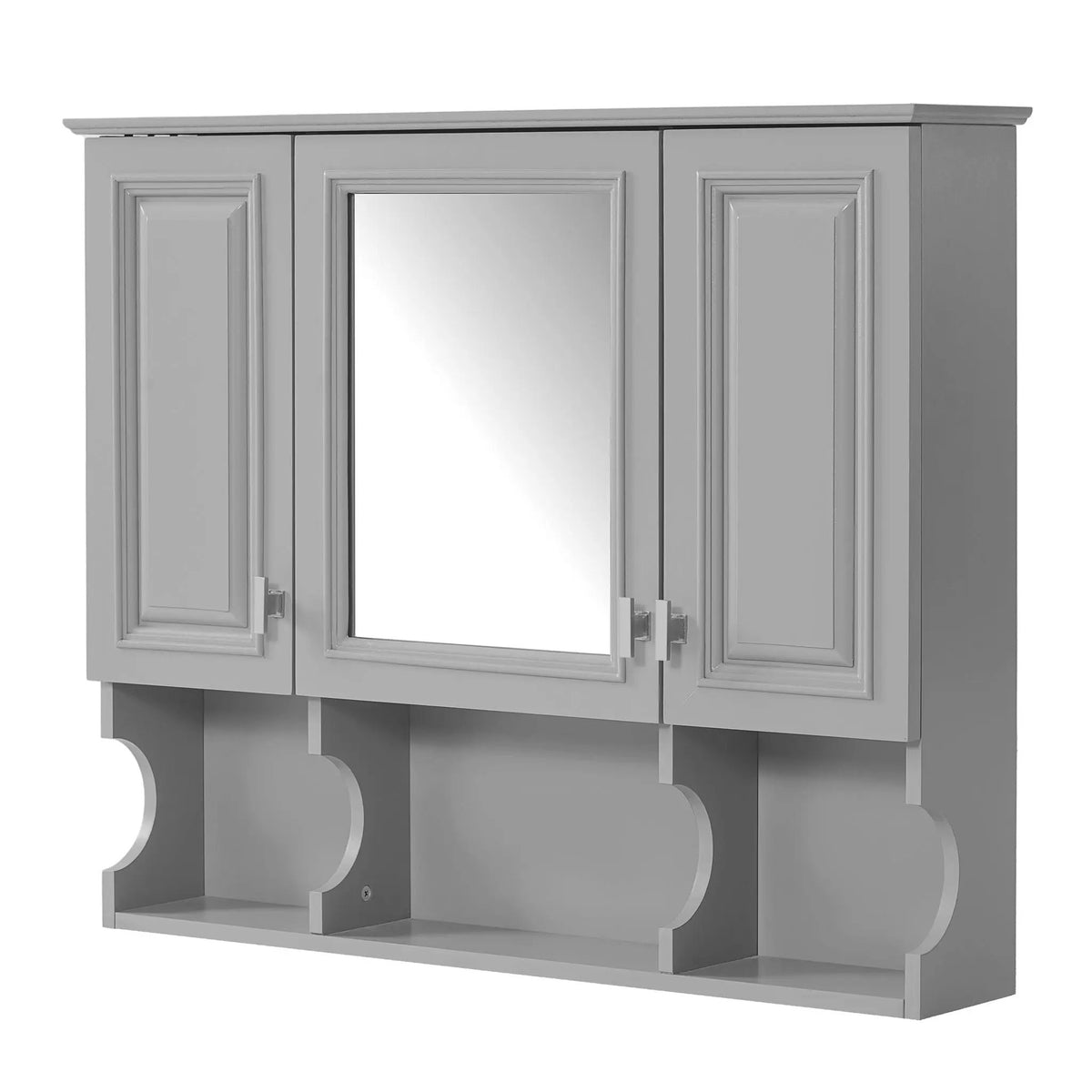 Wall Mounted Medicine Cabinet | Mirror | Open Shelves | 35 Inch Width
