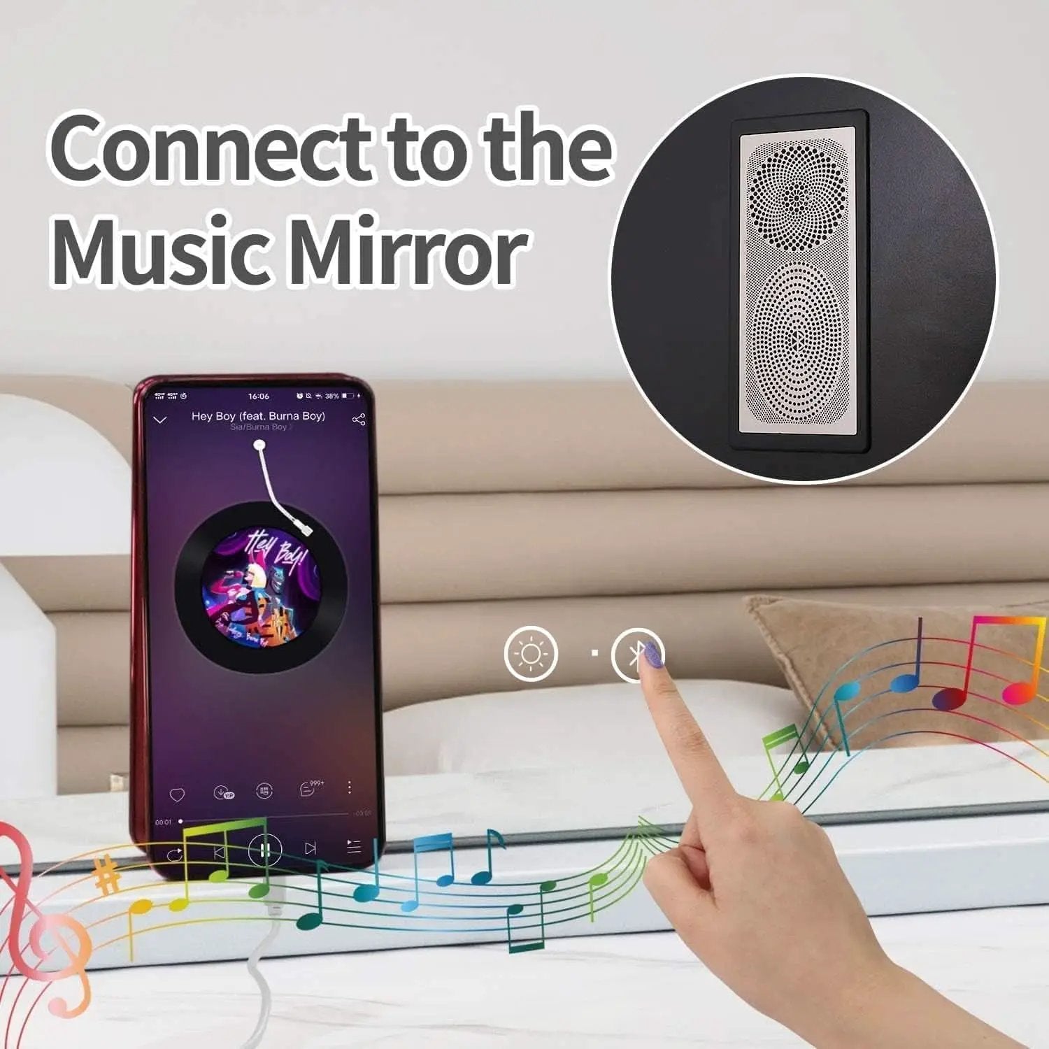 Vanity Mirror Lights And Bluetooth Speaker 32x23 Inches from PriceLows™