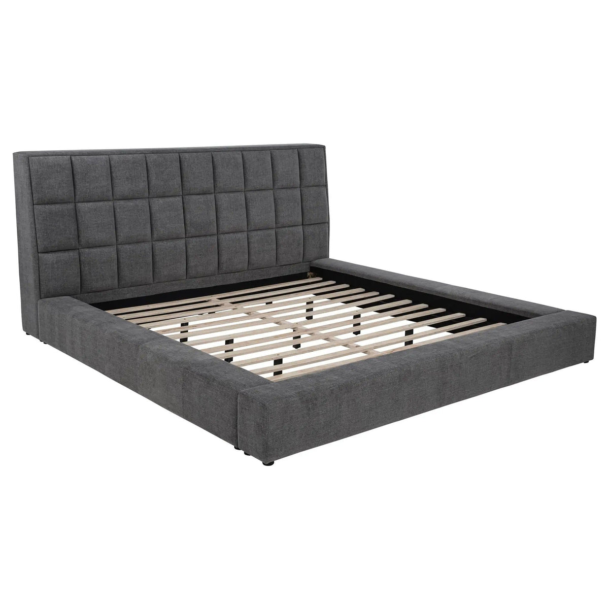 Dreux Upholstered Queen Panel Platform Bed | 77.25 x 101.75 x 45.25 in | Bedroom Furniture | Grey