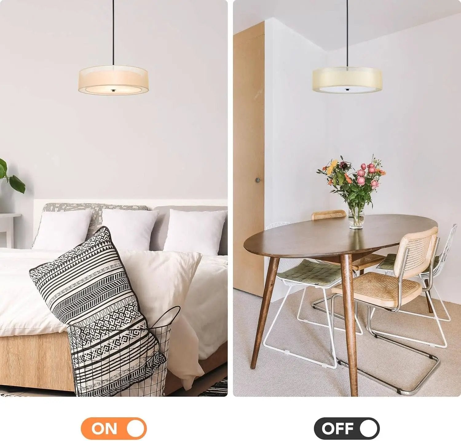 20 Inch Black Drum Pendant Light With Fabric Shade Three Light Matte Finish For Living Room from PriceLows™