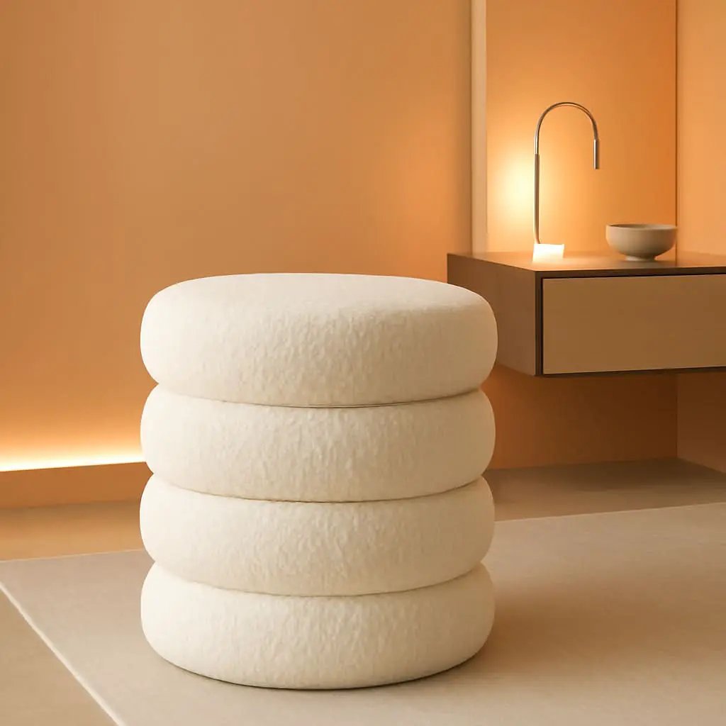Round Storage Ottoman Featuring Removable Lid White from PriceLows™