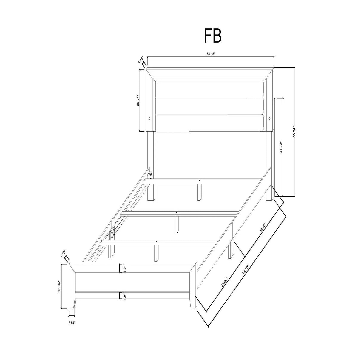 Omoda Platform Bed | Integrated LED Accent Lighting | Modern Acrylic Hardware | 79.8 Inch Length