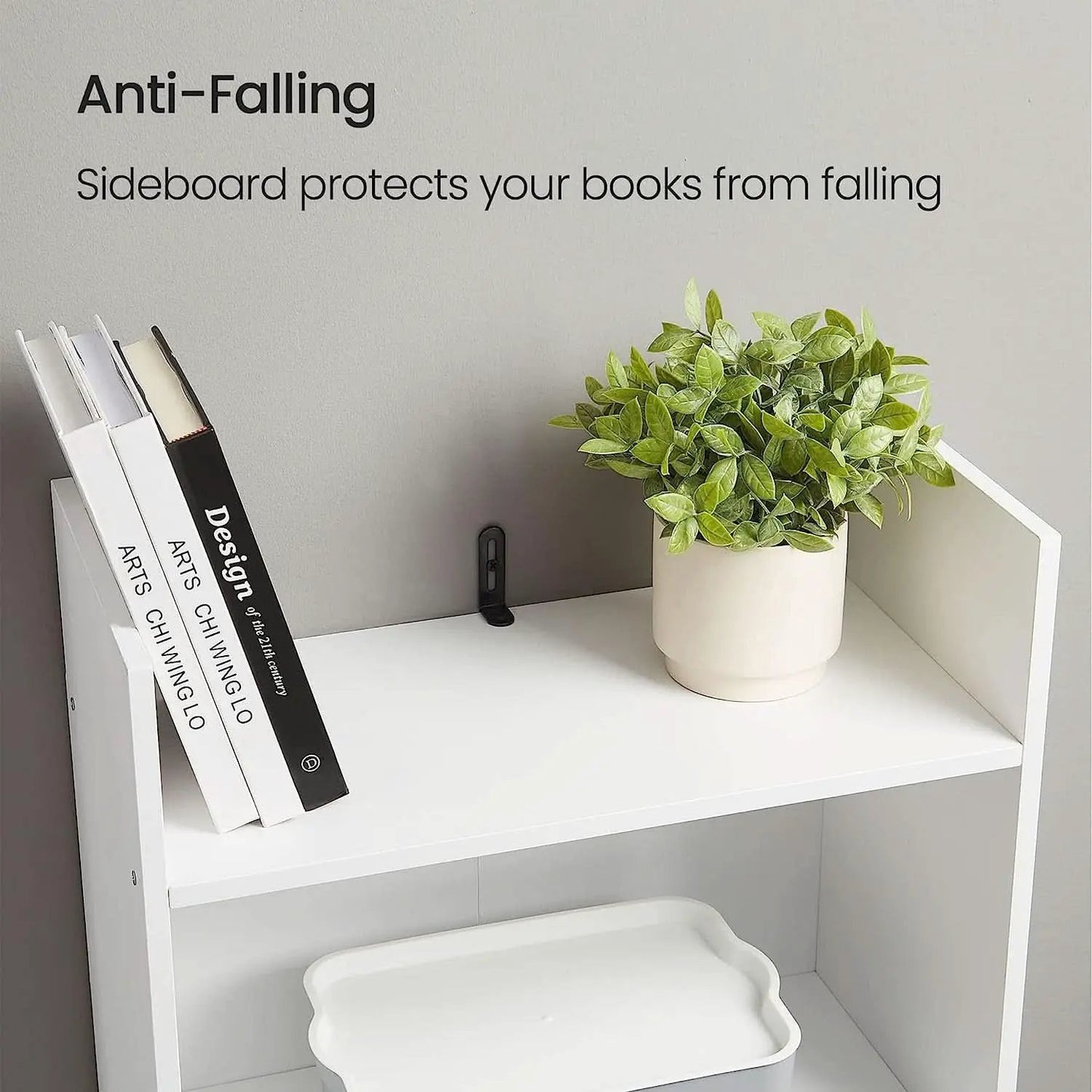 White 6-Tier Bookshelf Anti Tip Design For Home Office from PriceLows™