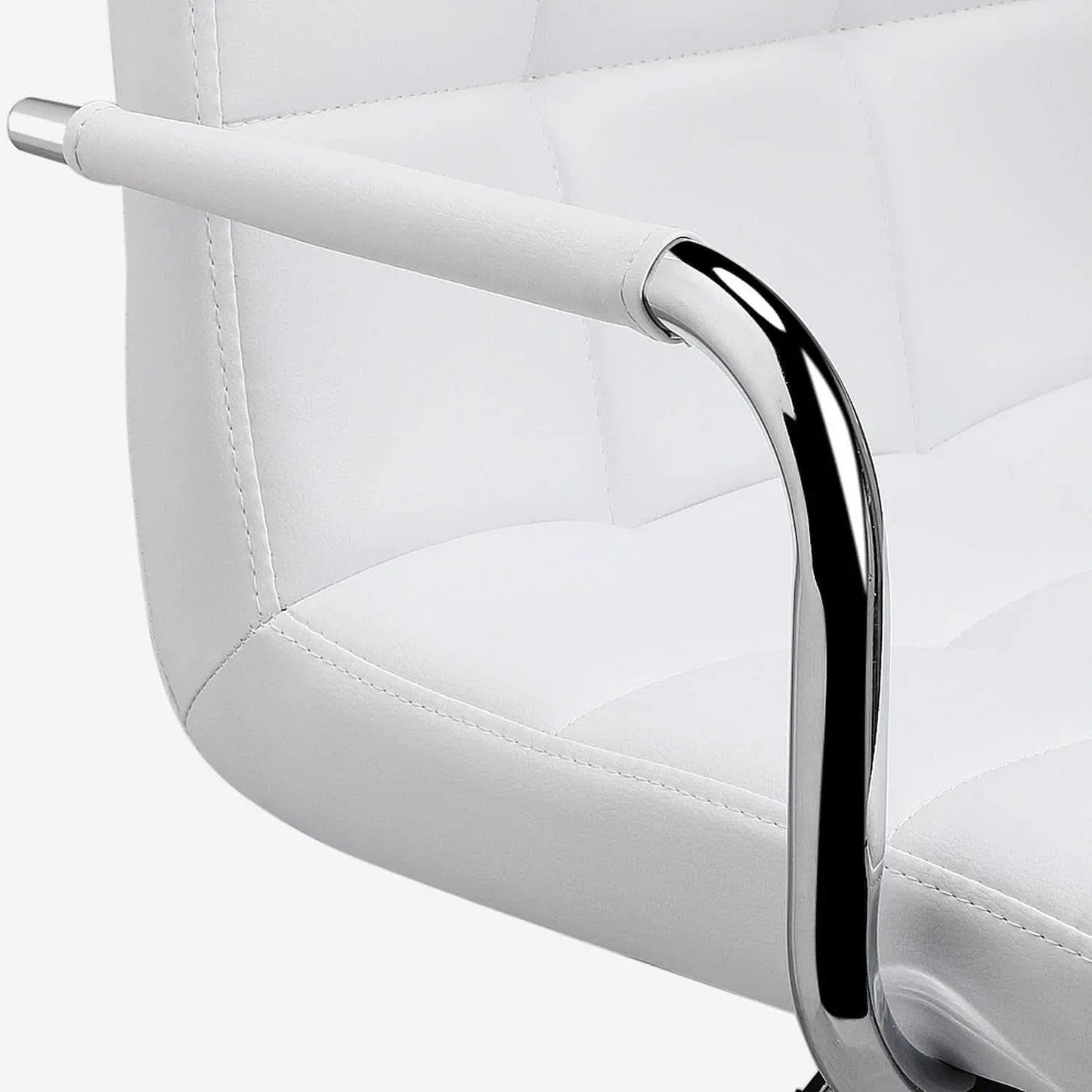 White PU Leather Adjustable Swivel Bar Stools Set of 2 from PriceLows™