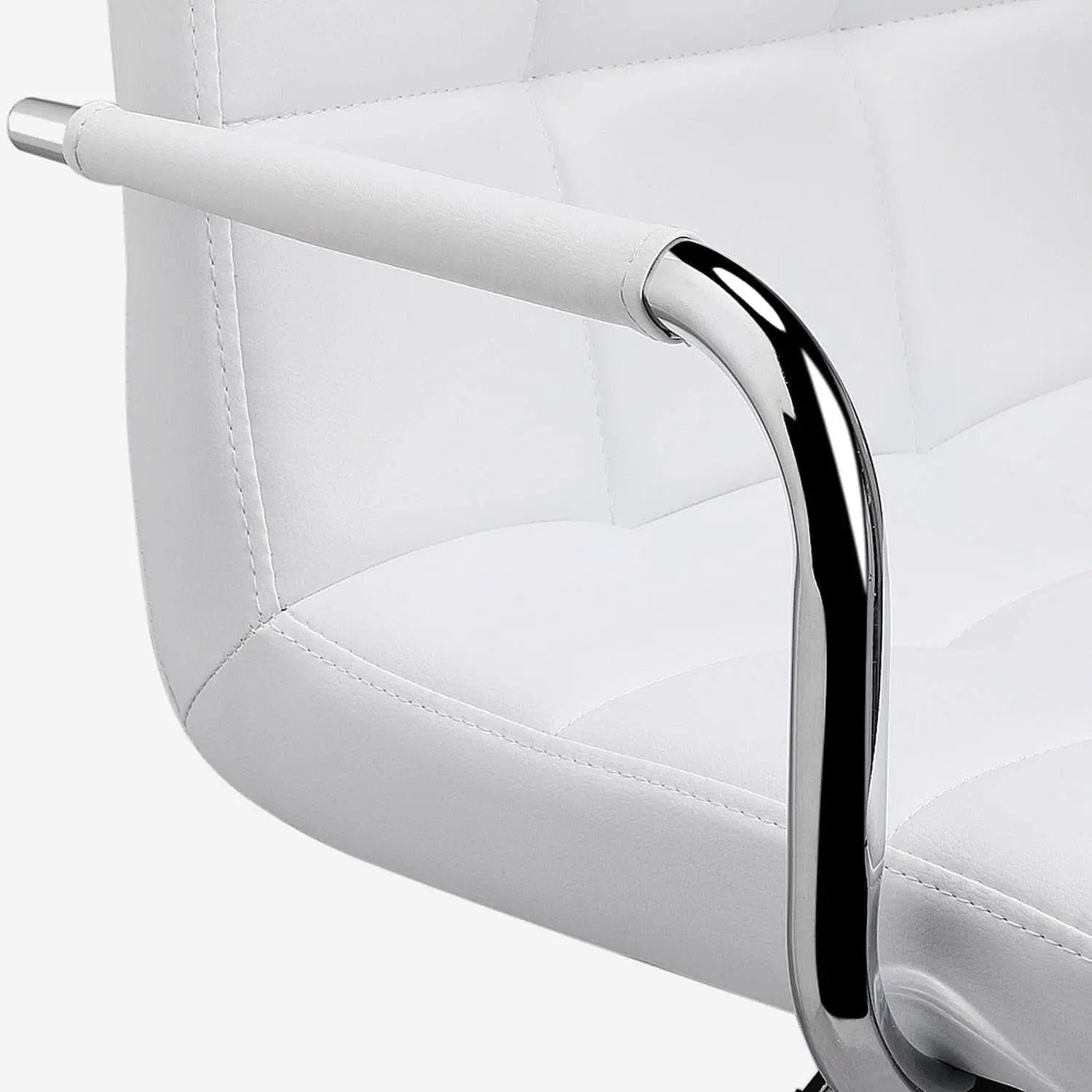 White PU Leather Adjustable Swivel Bar Stools Set of 2 from PriceLows™