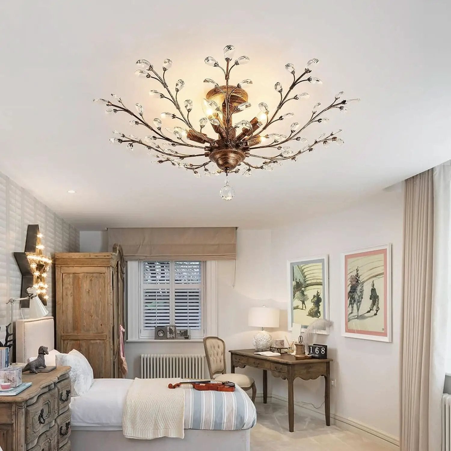 Bronze Five Light Vintage Crystal Chandelier Dimmable from PriceLows™