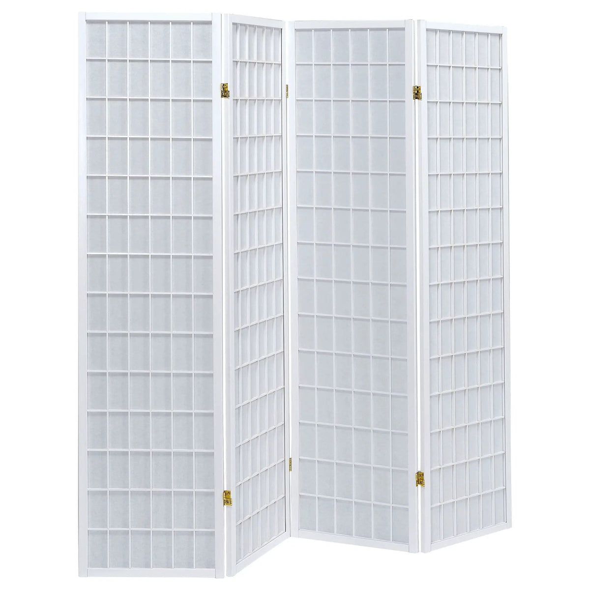 Roberto 4-Panel Room Divider Folding Shoji Screen | 69.5 x 0.75 x 70.25 in | Rubberwood & Fabric | White