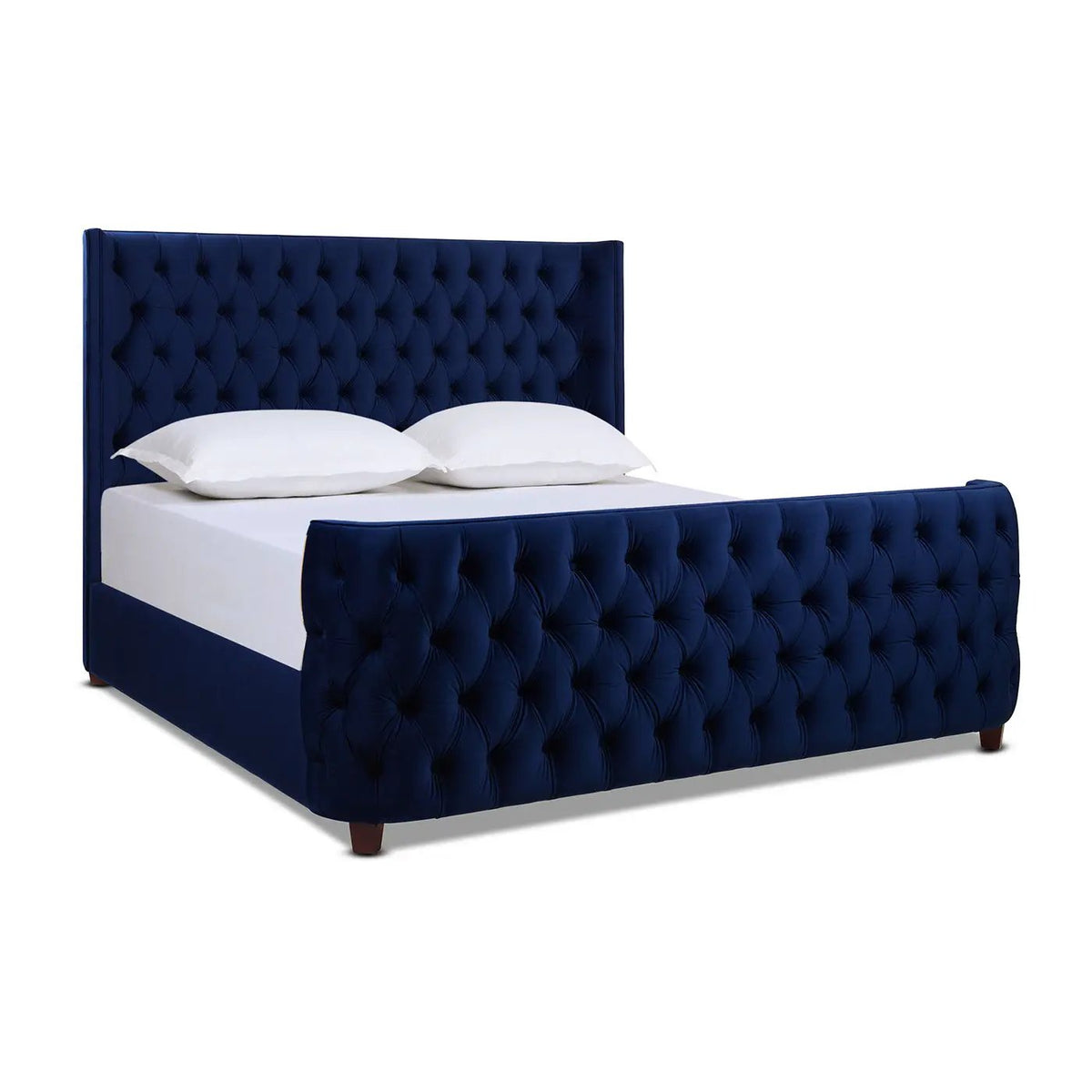 Brooklyn Tufted Panel Bed | Headboard And Footboard Set | Wingback Design | Diamond Tufting
