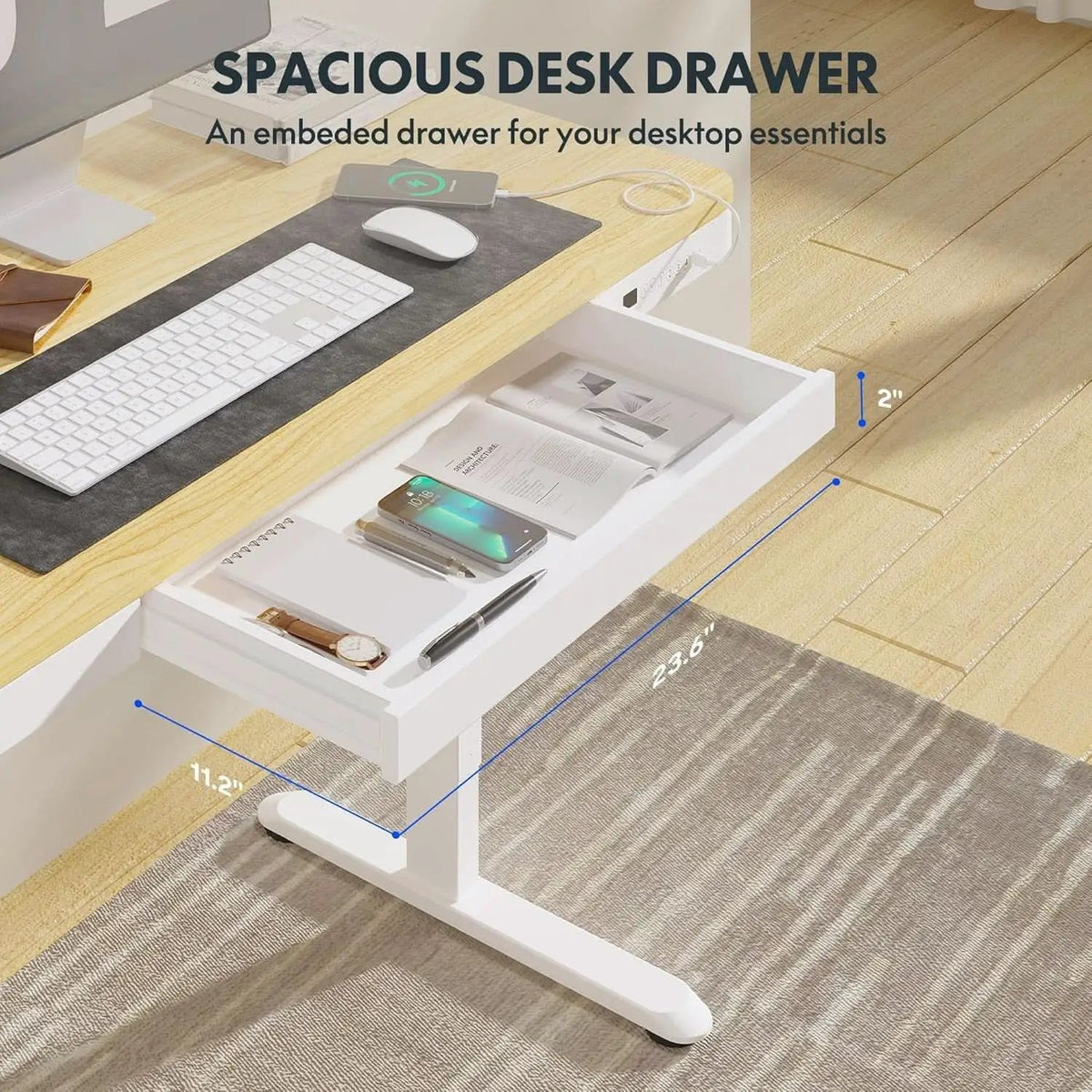 48 Inch Electric Standing Desk With USB Port And Drawers from PriceLows™
