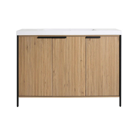 48-Inch Modern Light Coffee Freestanding Vanity With Resin Sink | 48 Inch | Ceramic | Bathroom