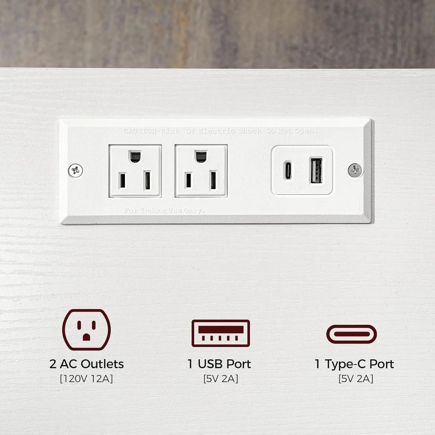 White Farmhouse Bedside Nightstand With USB Type C Ports from PriceLows™