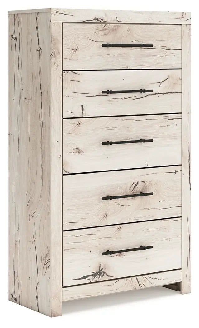 Lawroy Five Drawer Chest | 31.73 x 15.31 x 54.02 in | Engineered Wood & Linen | Light Natural