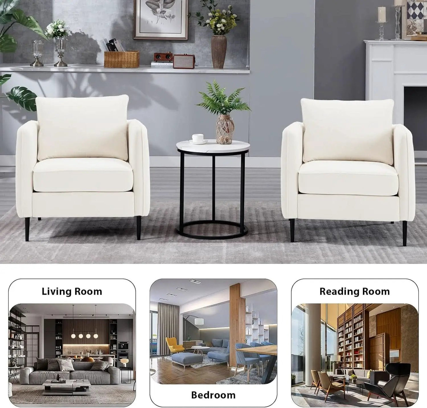 Soft Modern Velvet Accent Chair With Square Arm Beige from PriceLows™