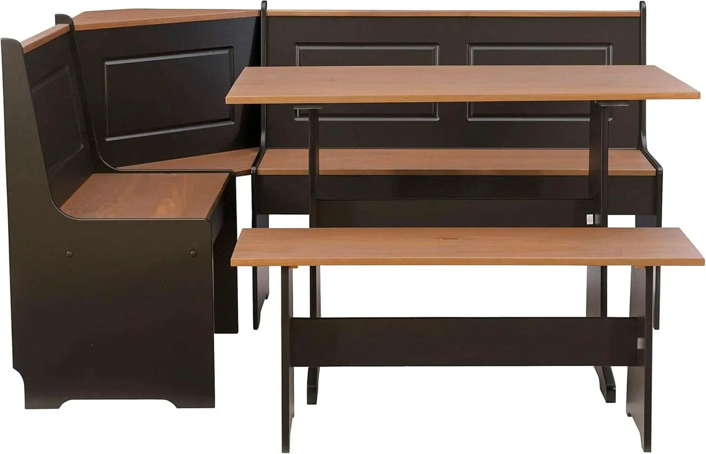 Black Pecan Five Seat Dining Set With Storage Benches from PriceLows™