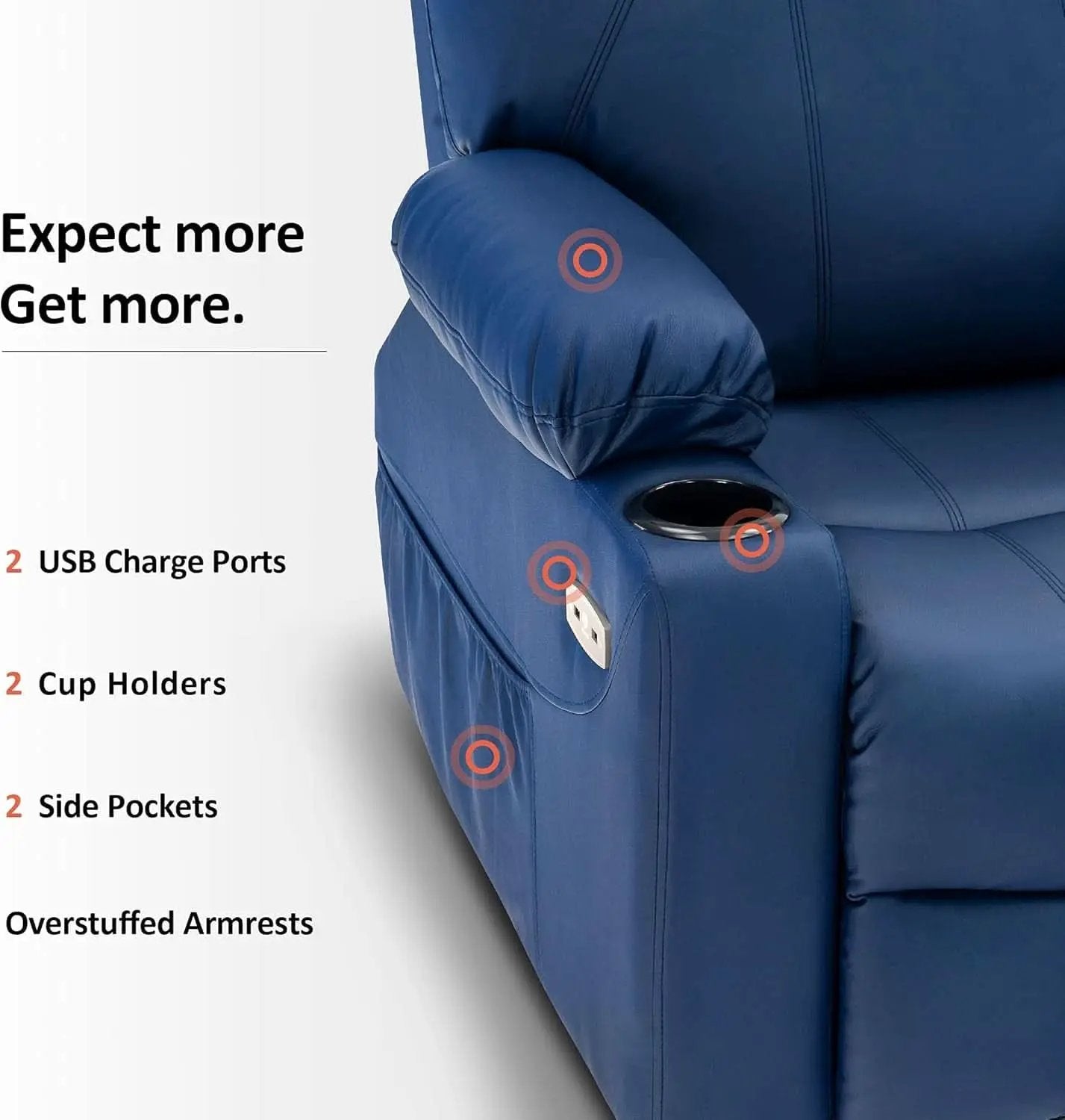 Electric Power Lift Recliner Chair With Massage And Heat Blue Medium from PriceLows™
