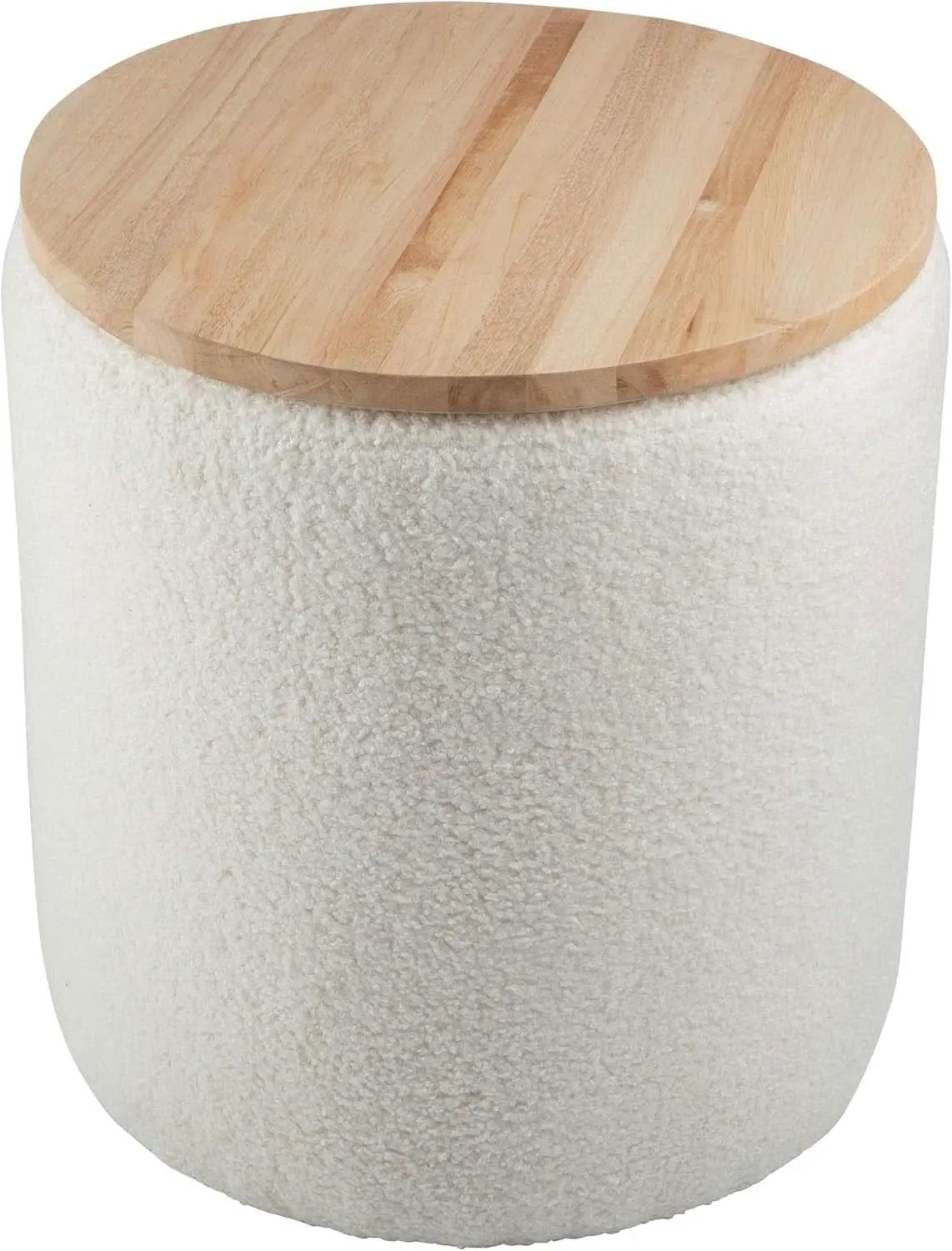 Cream Textured Storage Ottoman Removable Lid Walnut from PriceLows™