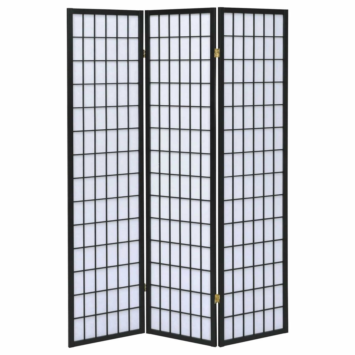 Carrie 3-Panel Room Divider Folding Shoji Screen | 52 x 0.75 x 70.25 in | Rubberwood & Fabric | Black