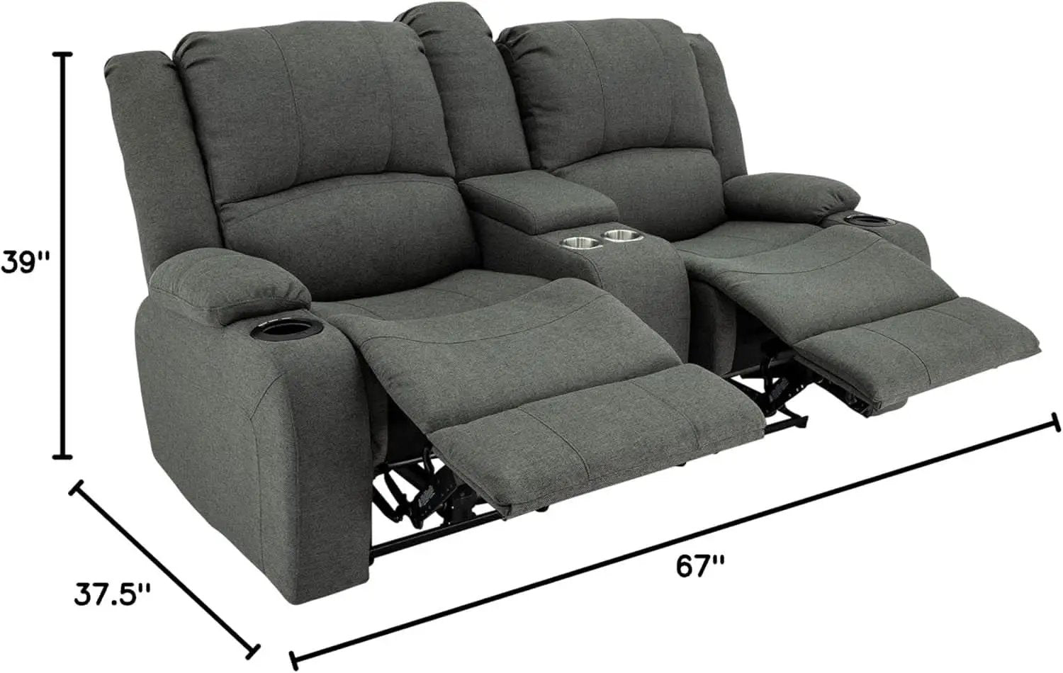 Powered Double Wall Hugger Recliner Sofa 67in Fossil Cloth from PriceLows™