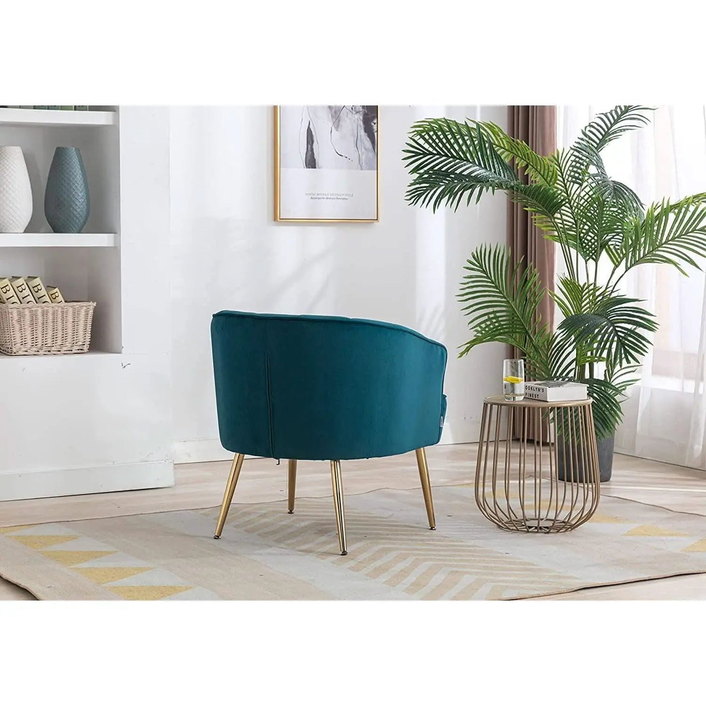 Teal Velvet Accent Chair With Golden Legs Ultra Plush from PriceLows™
