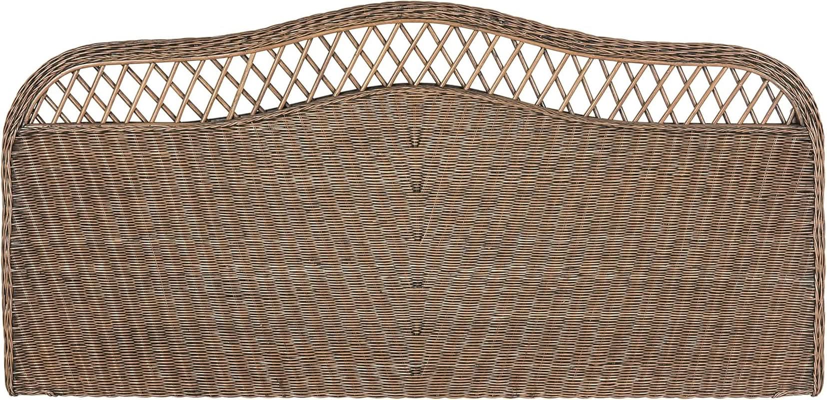 Intricately Woven Brown Rattan Queen Size Headboard from PriceLows™